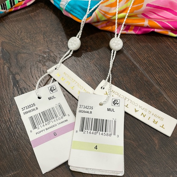 NWT TRINA TURK 6 top 4 bottom tankini and tanga full back two set turquoise pink - Picture 3 of 12